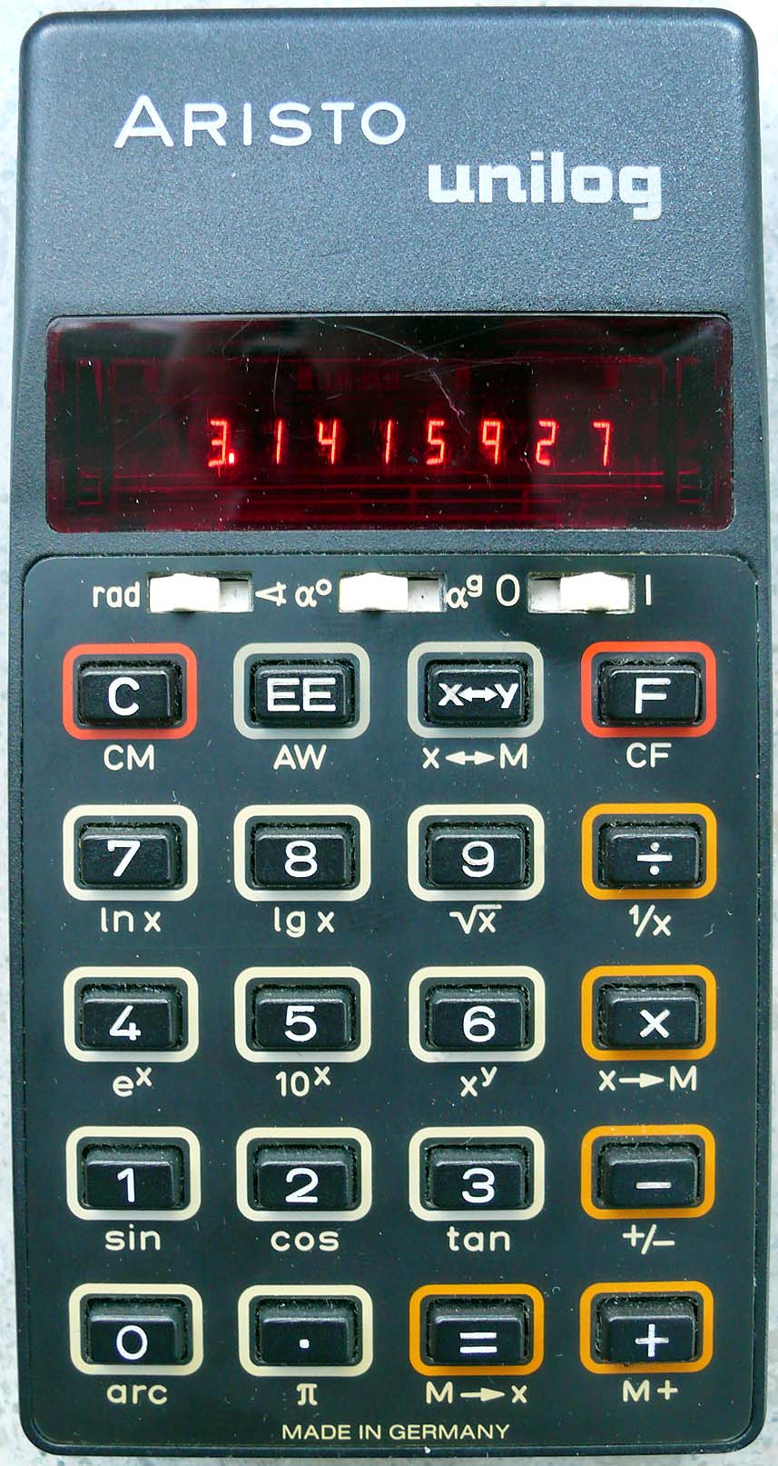 Taschenrechner ARISTO unilog von 1976