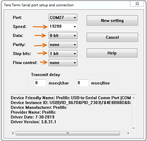 TeraTerm - Serial Port Settings